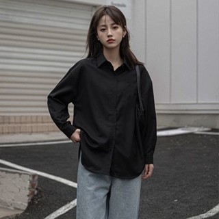 【Wik】長袖 襯衫 衣服女 上衣 女襯衫 薄 外套 港風黑色長袖襯衫女春秋設計感小眾韓版內搭疊穿時尚洋氣上衣