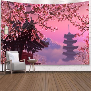 可訂製~日本富士山櫻花風景掛布超大款式客製歐美北歐風武漢櫻花樹美景裝飾房間牆壁壁佈網紅直播潮流拍攝背景布床頭牆布掛