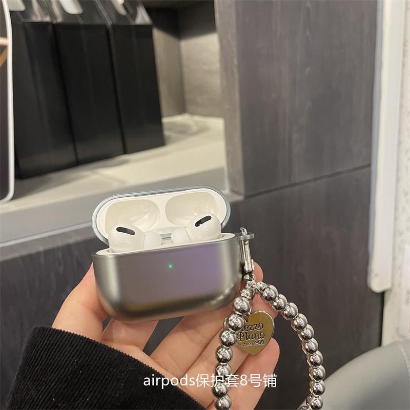 簡約電鍍磨砂銀色airpods2代耳機殼適用蘋果藍牙pro保護套3代軟