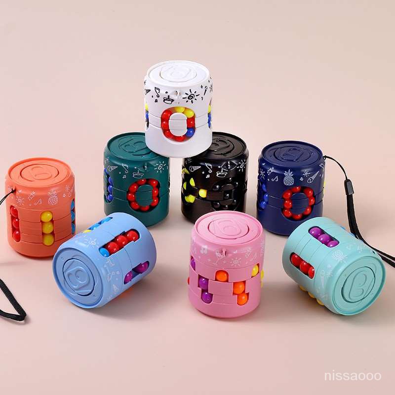 抖音衕款可樂易拉罐魔方兒童指尖旋轉陀螺小魔豆瓶立體塊開發智力益智玩具 H2TA