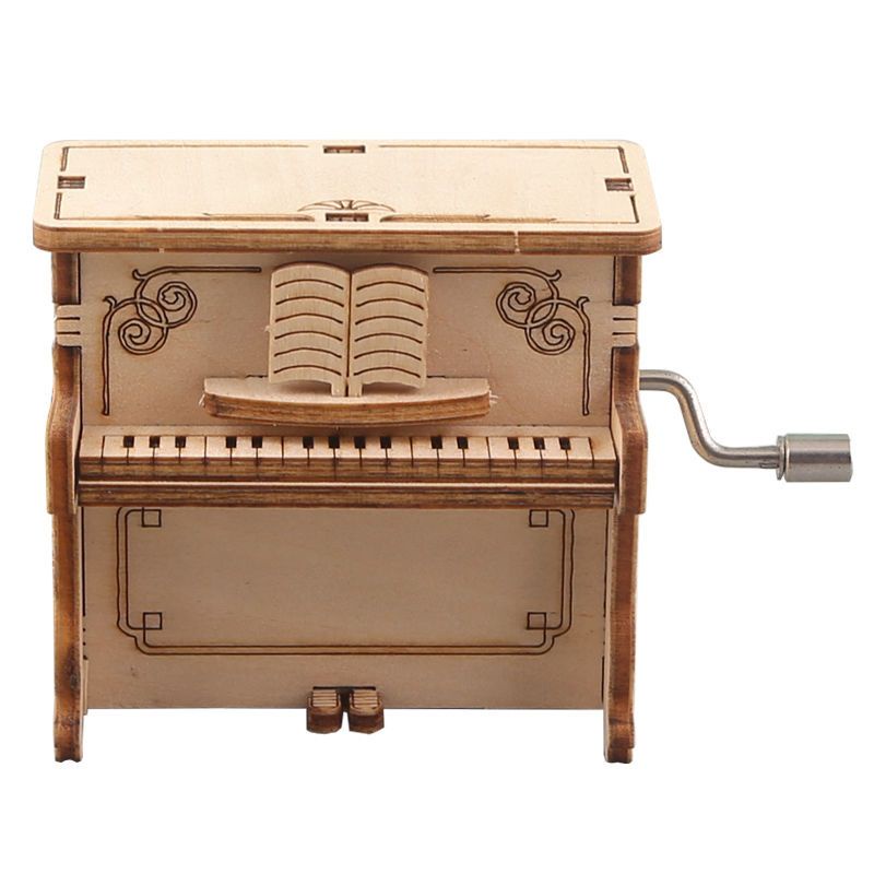 八音盒 木質 生日禮物樂器DIY音樂盒 兒童鋼琴豎琴拼裝手工拼圖木質手搖八音盒擺件禮物