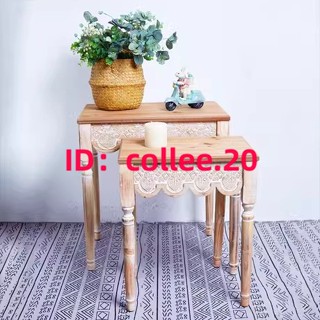 下殺 精品上新 免運 代客組裝美式復古實木沙發茶幾小桌子客廳陽臺長方形做舊雕花邊幾法式傢俱