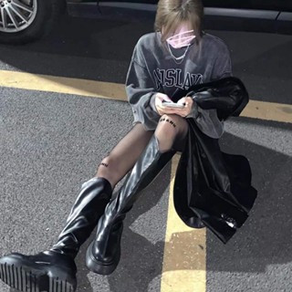【Sweet oversize】美式複古深灰色衛衣女秋冬ins超火慵懶風加絨加厚設計感小眾外套