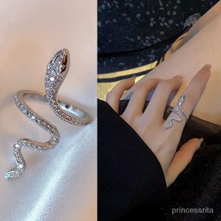 【🔥限時特價🔥】微鑲鋯石蛇形戒指女個性開口可調節設計感食指戒ins網紅誇張指環 UFOZ