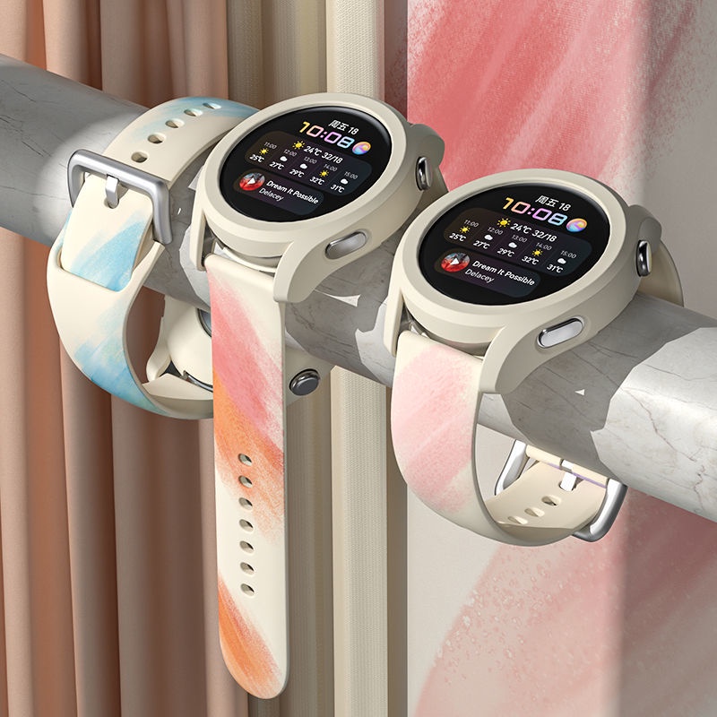 手環錶帶 錶帶跟換 手環保護 適用華為榮耀GT4/GT3表帶潮款watch4表帶硅膠magic2表帶46mm個性