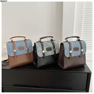 包包 女包💟復古牛仔雙肩包女包包2023新款潮學生上課揹包百搭單肩手提書包