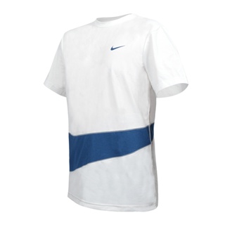 NIKE 男短袖T恤(休閒 運動 健身 上衣 抗UV「FB8580-121」 白深藍