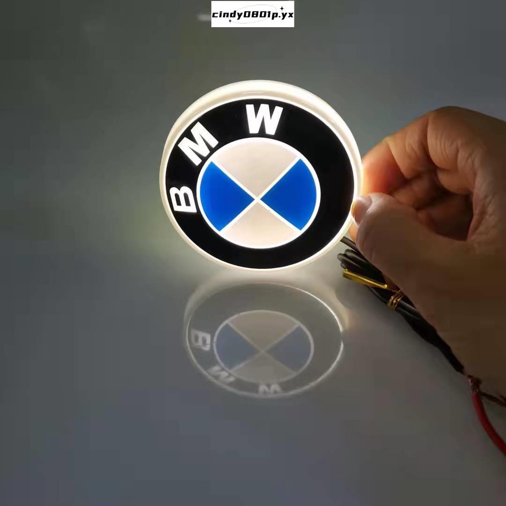 熱賣#適用于4D寶馬1系3系X1 X3 X5標志發光車標燈改裝BWM前后尾標LED燈