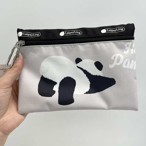熊貓panda口罩收納包卡通手機包化妝包方形紙巾鑰匙包拉鍊輕便布