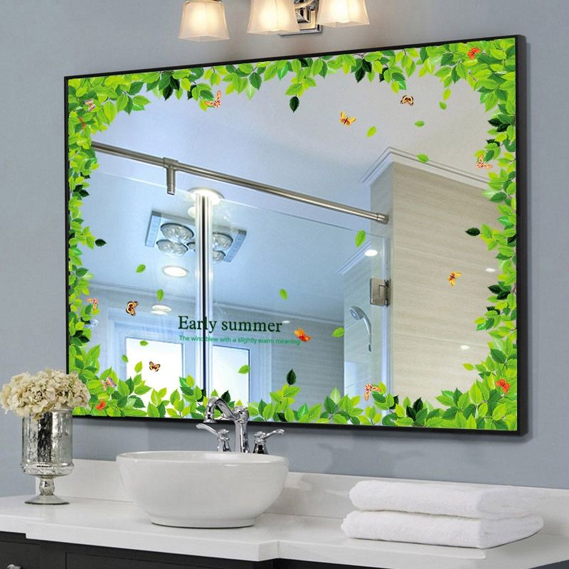 創意鏡子花邊貼鏡面裝飾墻貼畫浴室衛生間玻璃貼紙自粘防水墻貼畫