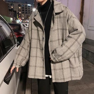 ins毛呢風衣男短版外套韓版潮流寬鬆學生秋冬痞帥潮牌cec熱門上衣