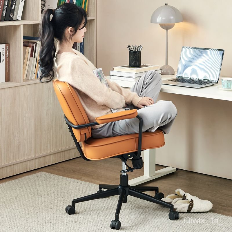 免運😍學生椅子真皮電腦椅傢用靠背人體工學椅子舒適久坐辦公轉椅