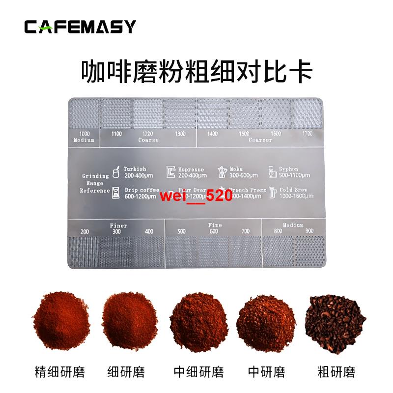cafemasy咖啡粉研磨粗細參考對比卡磨豆機磨粉刻度尺寸小黑卡片