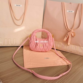 二手MIUMIU繆繆小羊皮迷你MiuWander手袋5BP078 粉色