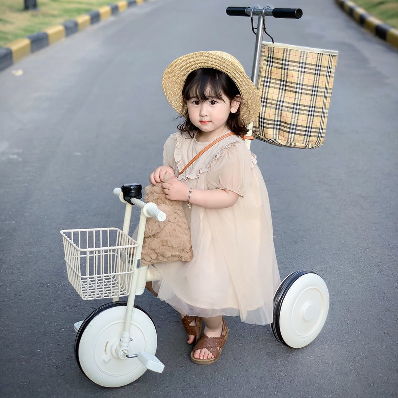 Ouniu丨【免運】兒童無印三輪車腳踏車幼嬰兒寶寶1-3-6嵗日本ins風輕便遛娃手推車