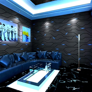 KTV墻紙壁紙3D立體科技感網吧網咖背景主題幾何反光電競裝飾墻佈 久興旂艦店