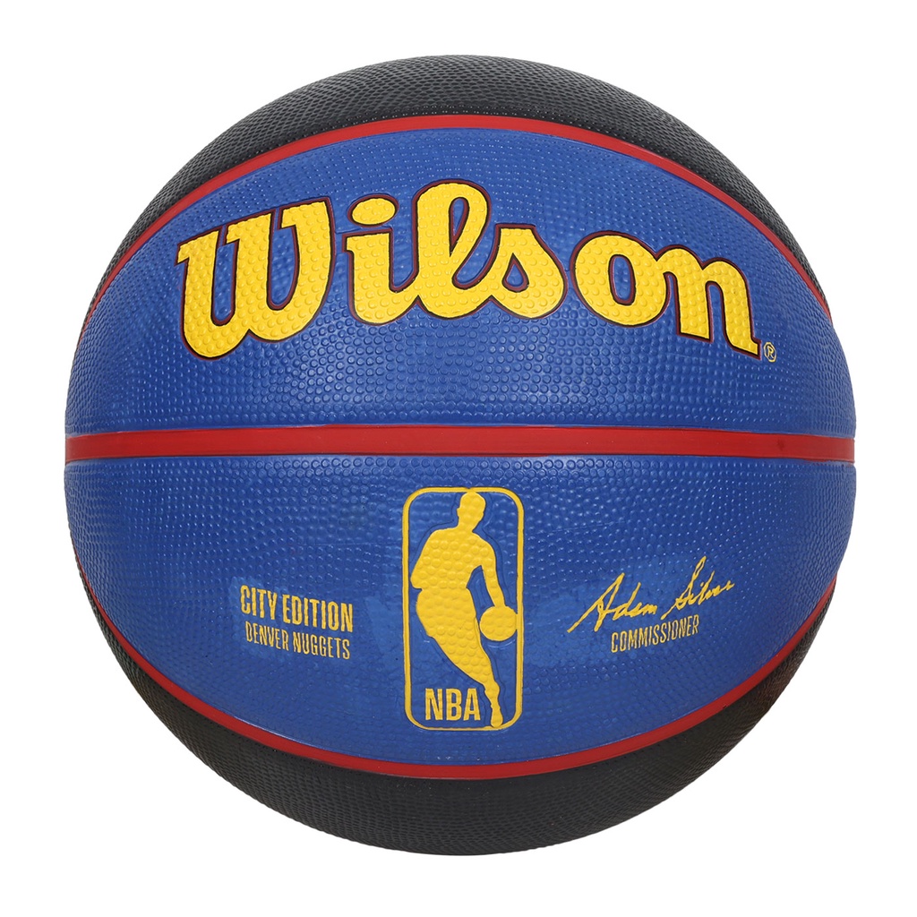 WILSON NBA城市系列-金塊-橡膠籃球 7號籃球(訓練 室外 室內「WZ4024208XB7」 藍黑黃紅