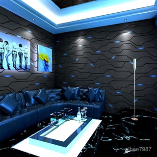 KTV墻紙壁紙3D立體科技感網吧網咖背景主題幾何反光電競裝飾墻佈