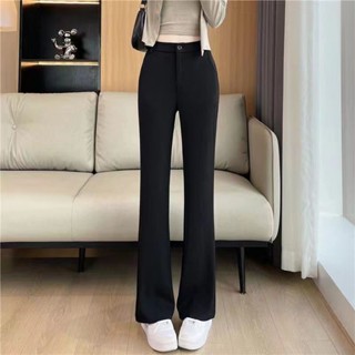 【Sweet Oversize】微喇叭褲女秋冬加絨加厚新款高腰彈力百搭顯瘦垂感黑色休閒西裝褲