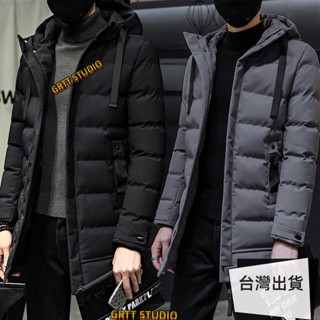 熱銷 長款風衣男中長款 休閒連帽外套 加棉加厚棉衣 棉服 鋪棉外套 韓版男士長款外套 保暖外套 厚外套棉襖 時尚麵包服