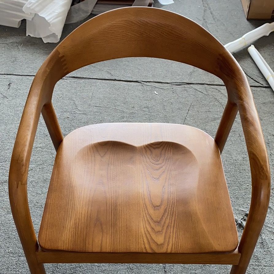 靠背椅 實木椅 餐椅 實木椅子創意北歐實木真皮靠背簡約餐椅傢用書房圈椅肯尼迪總統椅