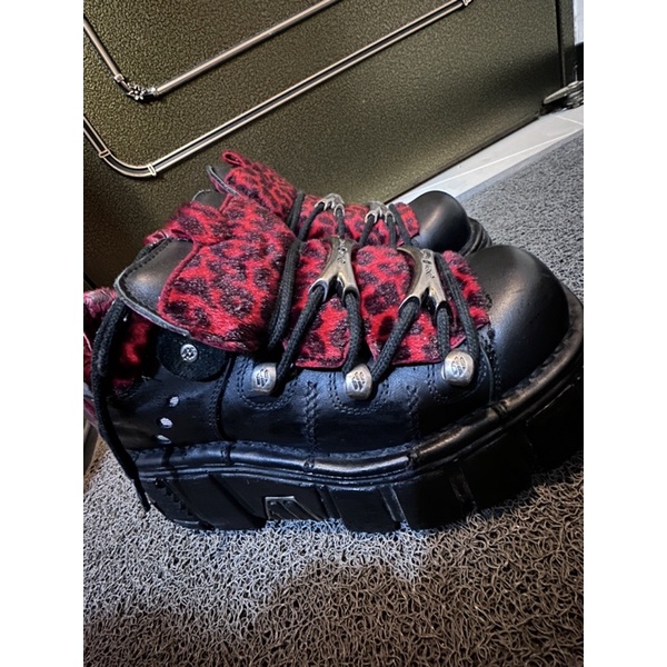 NEW rock 紅色豹紋厚底鞋