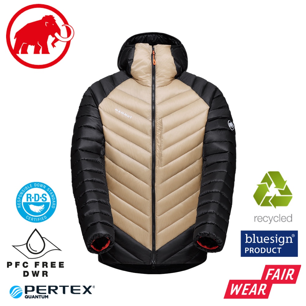 【Mammut 長毛象 男 Broad Peak IN 防潑水羽絨連帽外套《薩凡納褐/黑》 】1013-02960