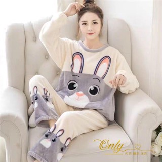 Only❤️睡衣女冬季加厚加絨學生韓版可愛珊瑚絨網紅新款法蘭絨家居服套裝