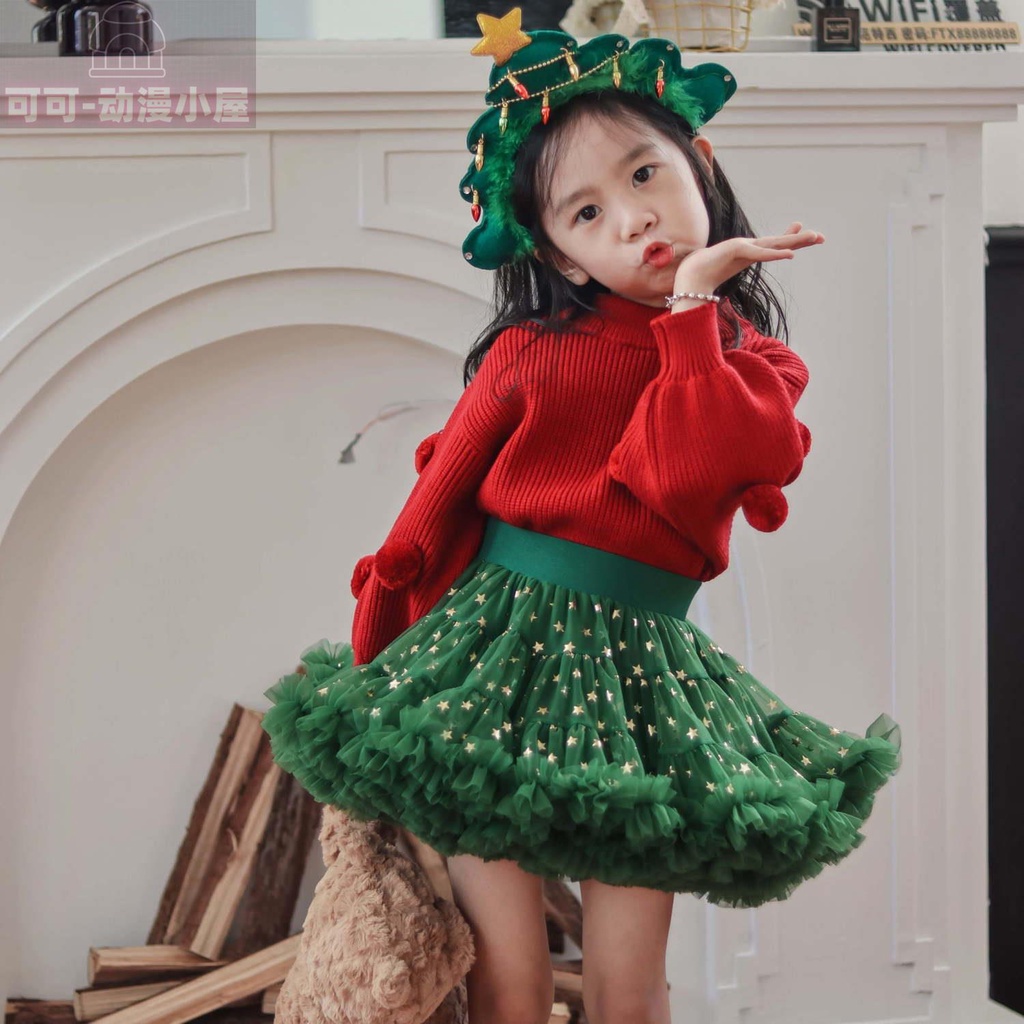 🎄耶誕節服裝 聖誕蓬蓬裙 女童禮服裙 聖誕裙 綠色蓬蓬裙 蓬蓬裙洋裝 女童 tutu 裙 兒童蓬蓬裙 兒童聖誕節服裝