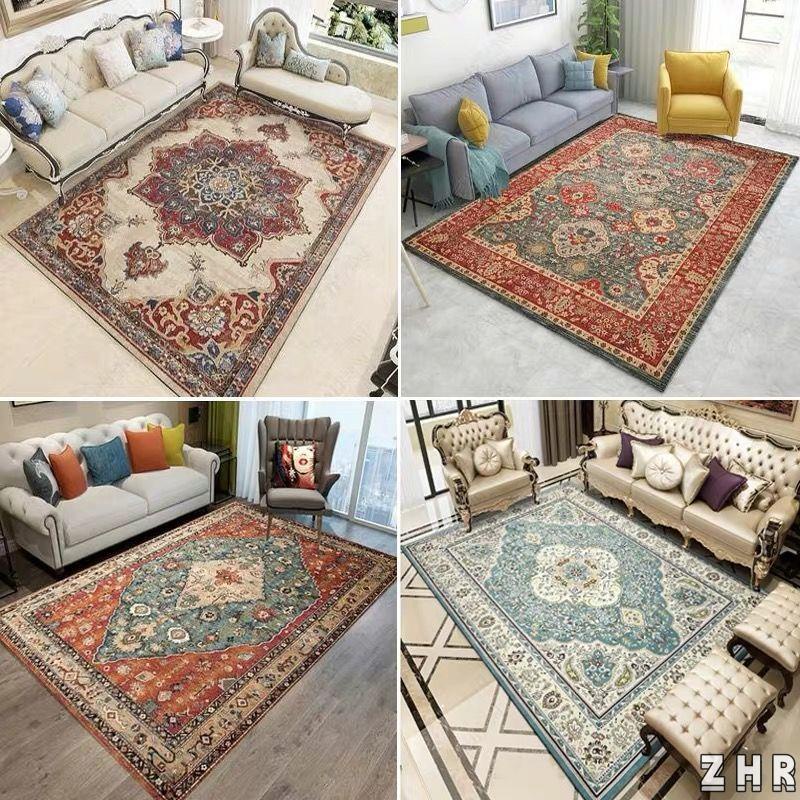 ZHR 美式復古地毯北歐民族風客廳茶幾毯家用波斯地毯滿鋪臥室床邊地毯