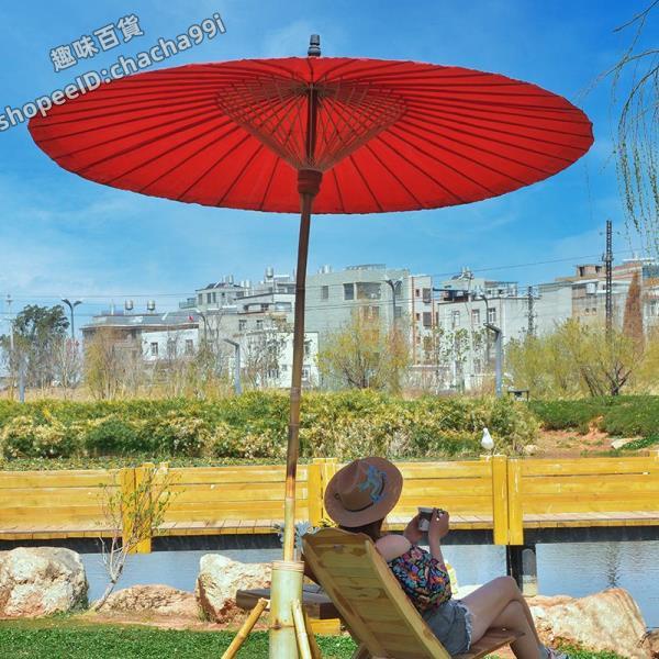 泰國古風中式大傘油紙傘花園防雨一樓小院遮陽傘戶外庭院擺攤雨傘 [趣味aeRx]