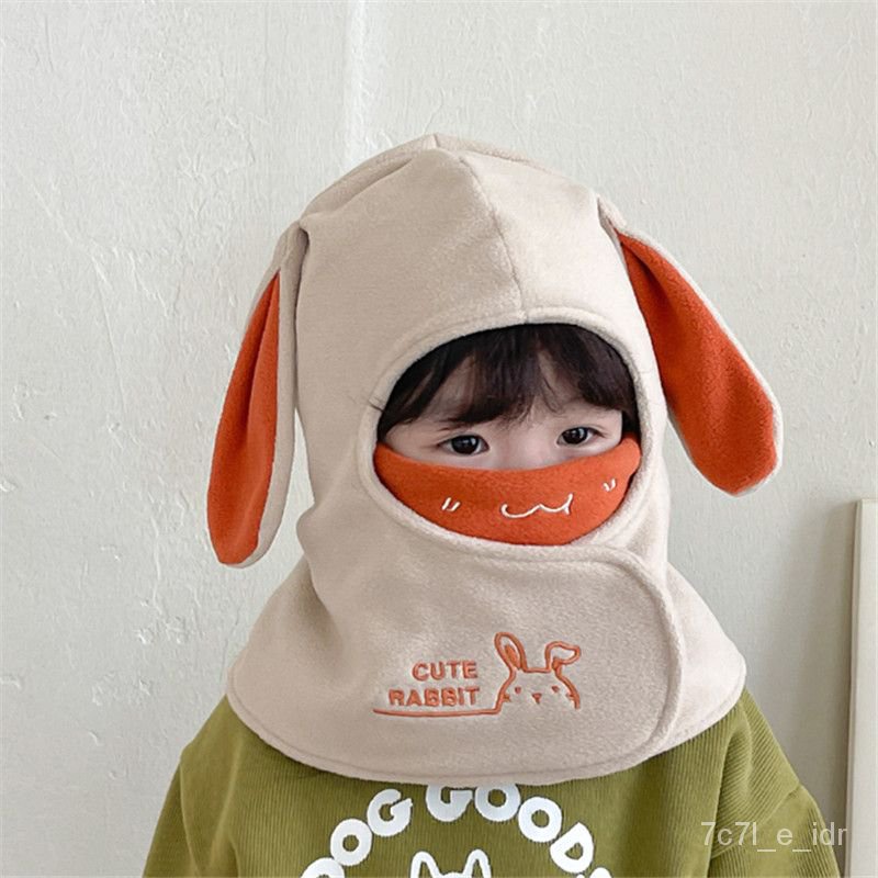 ⚡台灣熱銷⚡寶寶帽子冬季耳朵造型口罩一體毛絨帽男女嬰兒童秋冬保暖防風帽子 YQM9