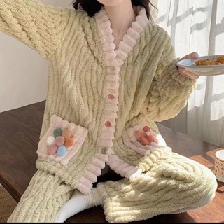 珊瑚絨 睡衣 女 冬季 加厚 加絨 保暖 睡裙 法蘭絨 睡袍 家居服 套裝 新款 冬季家居服 珊瑚絨睡衣