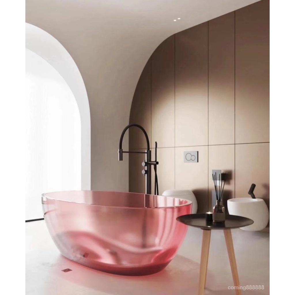 HOO4  摩珀斯  獨立式  透明浴缸   酒店  別墅  簡約  鵝蛋形  人造石  浴盆傢庭
