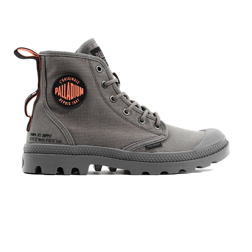 Palladium Pampa HI Supply RS 男女 灰 有機棉軍靴 橘標 休閒鞋 78881-043