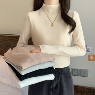 現貨【森林兔】半高領打底衫秋冬針織衫百搭洋氣長袖內搭修身上衣服女生日系穿搭復古學院風顯瘦小個子秋冬Q170冬