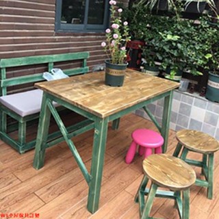 【免運】美式實木餐桌椅電腦桌做舊復古花店工作臺陽臺咖啡桌餐飲服裝木桌WS精品傢俱