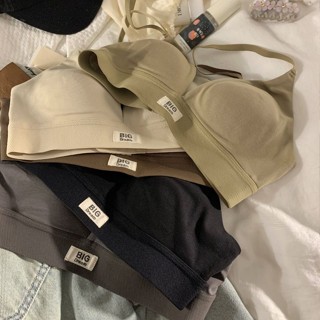 小甜心sweet👙新款法式字母螺紋運動小胸聚攏內衣女輕薄款無鋼圈舒適防垂文胸罩