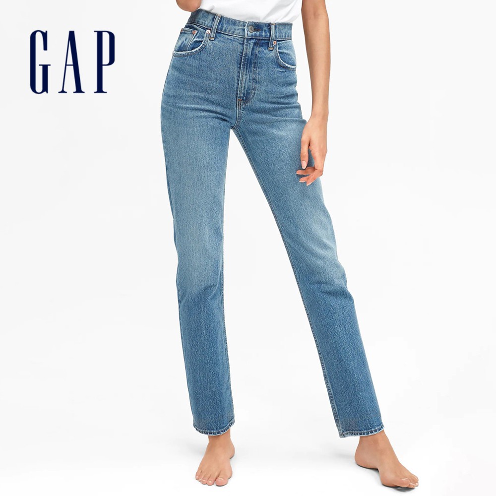 Gap 女裝 淺色復古超高腰牛仔褲-靛藍色(600452)