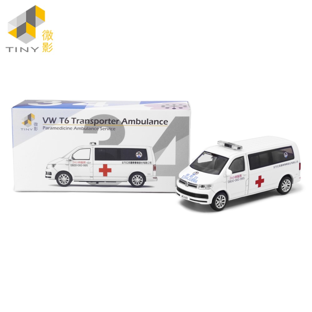 [Tiny] VW T6 Transporter PAS 救護車 TW34 模型車 精緻 金屬 可滑動 收藏