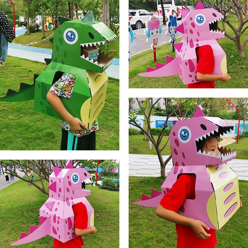 【可穿戴紙箱】❈﹊紙箱恐龍 玩具可穿戴紙殼汽車飛機幼兒園兒童手工diy變形金剛模型