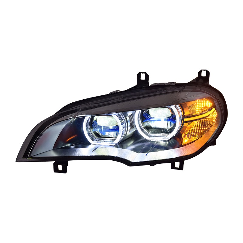 適用于07-13款BMW X5大燈總成E70改裝天使眼LED透鏡日行燈轉向燈