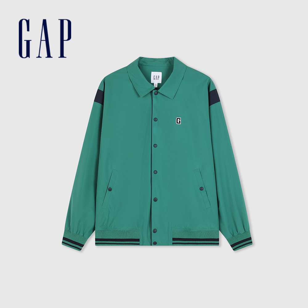 Gap 男裝 Logo翻領外套-草綠色(877507)
