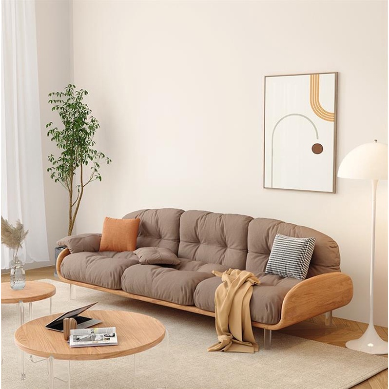 🌟艾尼斯精選🌟日式小戶型沙發 懸浮沙發 雲朵沙發 奶油風沙發 客廳沙發 三人位沙發 實木框架 布藝沙發