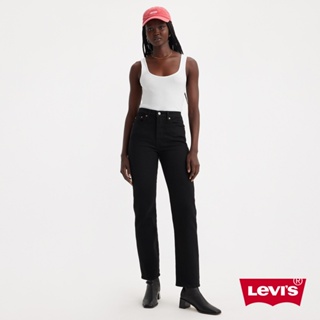 Levis Wedgie高腰修身直筒排釦牛仔長褲/黑色基本款/彈性布料 及踝款 女款 34964-0023 人氣新品