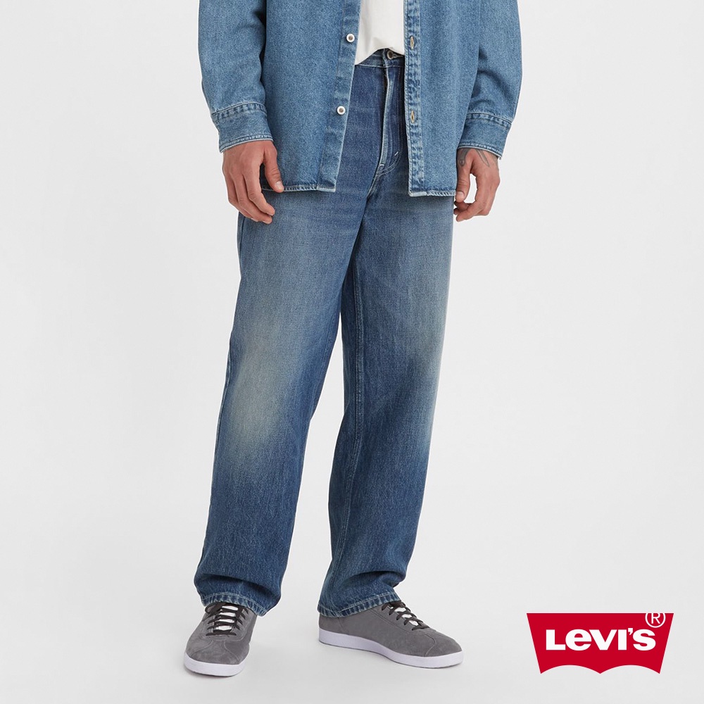Levis Silver Tab銀標系列 廓形寬直筒牛仔褲 / 精工深藍染刷白 男 A3421-0004 人氣新品