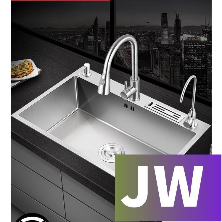 【JW-百貨】德國水槽單槽 廚房洗菜盆304不銹鋼洗碗槽傢用手工洗碗池納米