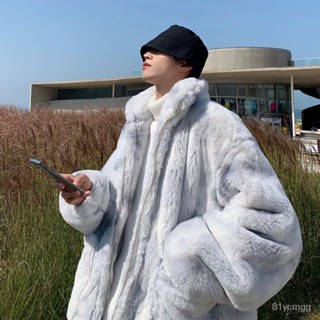 【桃園有貨】ins奢華潮牌高階感羊羔絨紮染外套男女大碼保暖加厚棉衣韓版棉服 9UA1