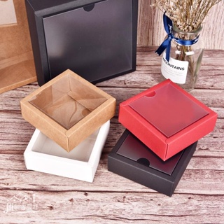 ❈▫熱賣 空盒 手工皁紙盒 氣墊透明蓋包裝盒 正方形磨砂小盒 盒子定做