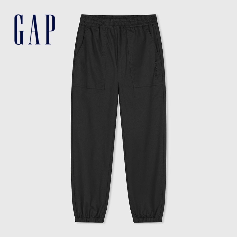 Gap 男童裝 Logo束口鬆緊褲-黑色(890280)
